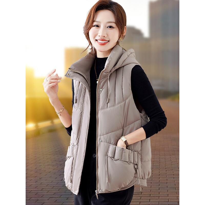 撤柜秋冬季羽绒棉马甲女士新款妈妈坎肩马夹外穿背心加厚保暖外套