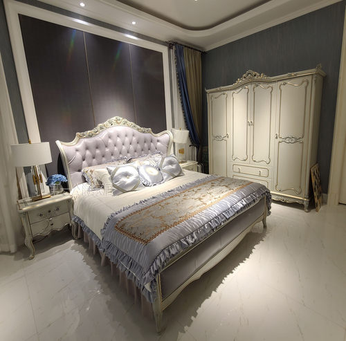 欧式古典全实木家具孔雀蓝FB 23床1.8米床头柜四门衣柜三门衣柜