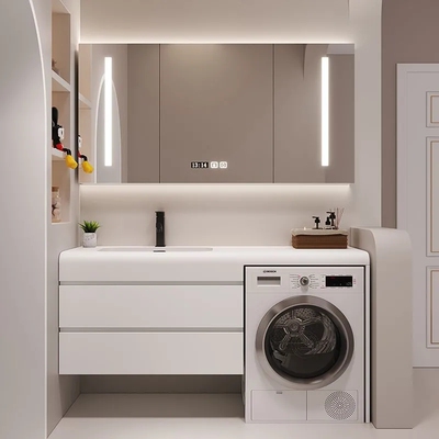 定制洗衣机洗手盆一体柜浴室柜组合陶瓷无缝台面洗漱脸厕所卫生间