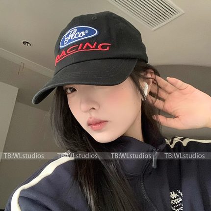 复古学院风百搭个性字母刺绣弯檐棒球帽子女情侣显脸小鸭舌帽男潮