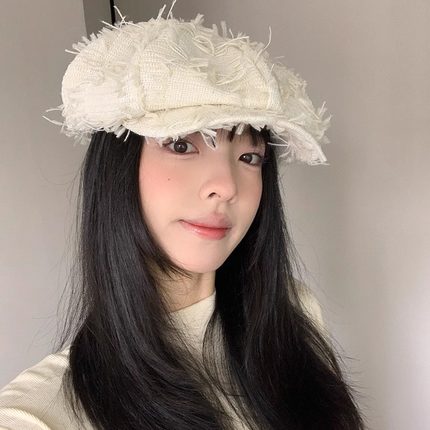 韩国设计师品牌25春夏新款流苏报童帽女时尚气质八角帽鸭舌贝雷帽