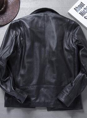 复古值揉头层牛皮1930真皮皮衣夹克男士翻领机车服短款春秋外套潮