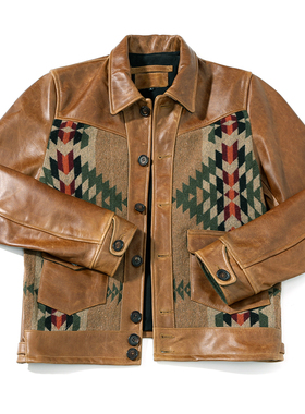 真正成本价！！油蜡牛皮美式复古夹克男士真皮皮衣纳瓦霍风格外套