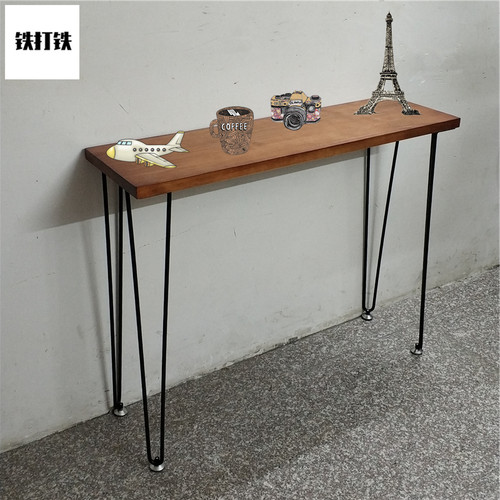 实木玄关桌北欧长条窄边桌靠墙玄关置物架铁艺条案边几柜小餐桌子