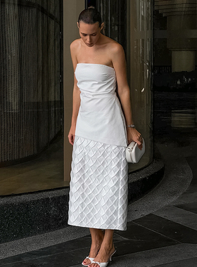 Sexy Tops欧美女士背心修身棉麻抹胸上衣度假风法式休闲新款