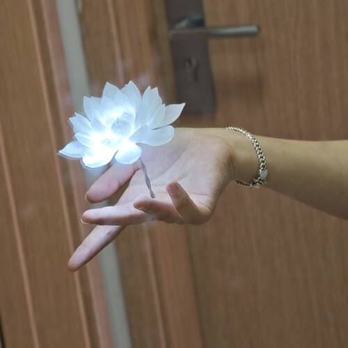 手持悬浮半透明莲花掌心莲月光莲花灯可发光cosplay配件道具摆件