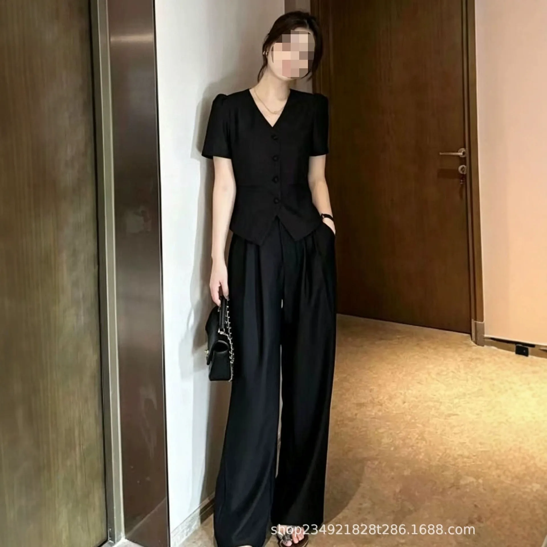 薄款西装套装女夏季新款气质通勤高级感收腰短袖西装两件套正装潮