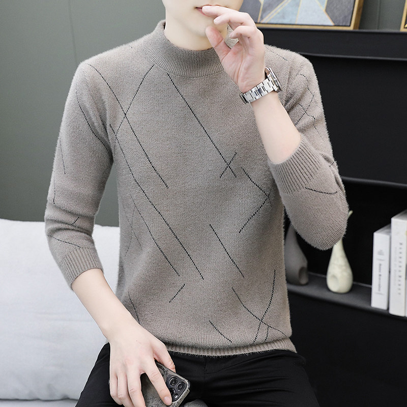 水貂绒毛衣男秋冬季加绒加厚半高领内搭针织打底衫青少年保暖上衣,男装,针织衫/毛衣,淘宝优惠券,粉丝福利购,淘宝优惠卷