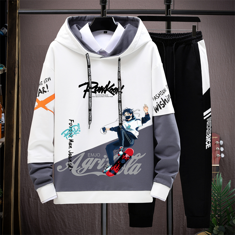 青少年春秋款卫衣男孩外套初中高中学生秋装帅气大童男装运动套装