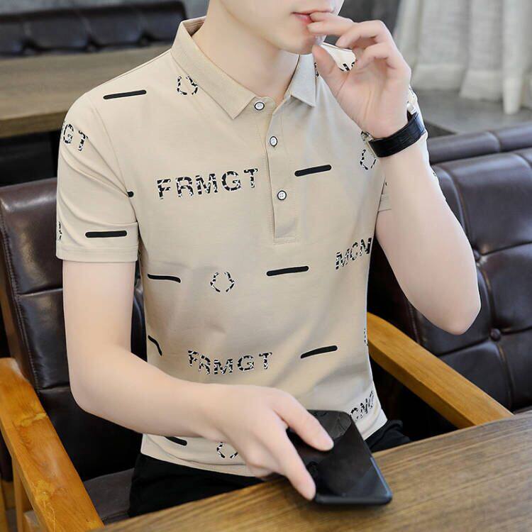 男士polo衫短袖T恤潮流男装翻领夏季2022年新款有领纯棉冰丝夏装