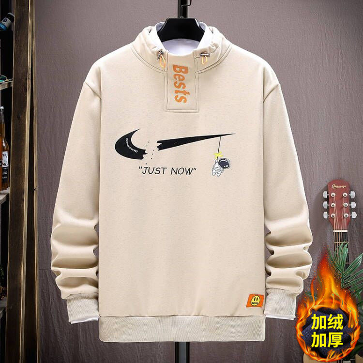 青少年秋冬季加绒卫衣男孩衣服初中高中学生长袖t恤帅气大童冬装