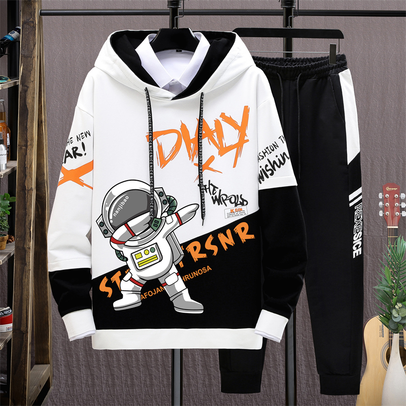 青少年春秋季2022新款卫衣男孩初中学生套装潮流外套帅气大童春装