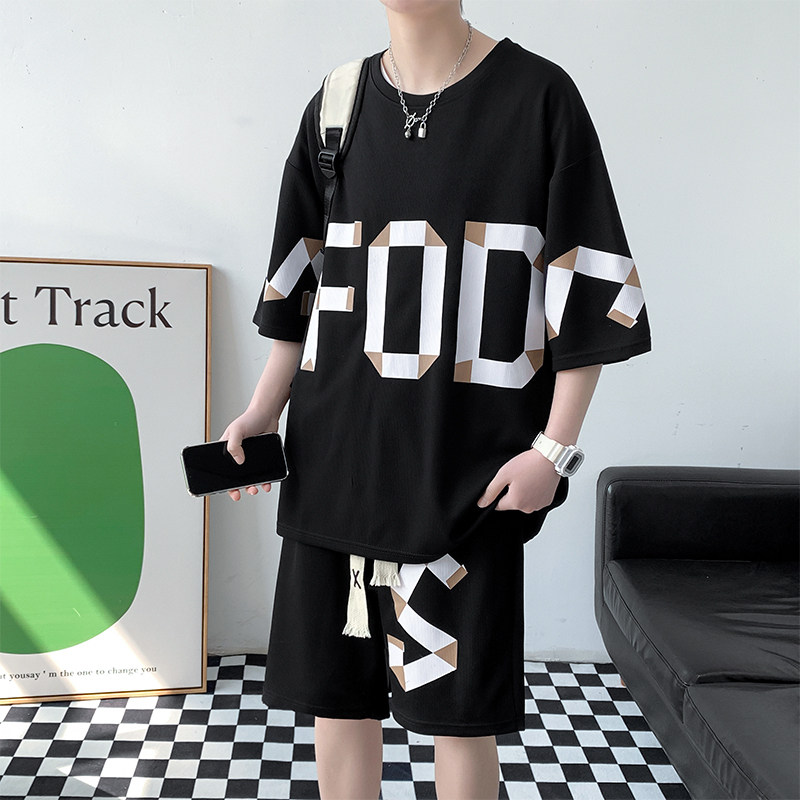 13青少年男装帅气短袖t恤男孩套装15岁高中初中学生大童夏装t恤14