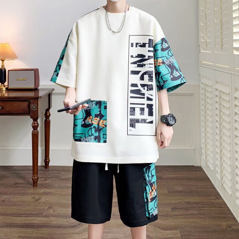 青少年运动套装男13-15岁初中高中学生短袖T恤14大童男装帅气夏装