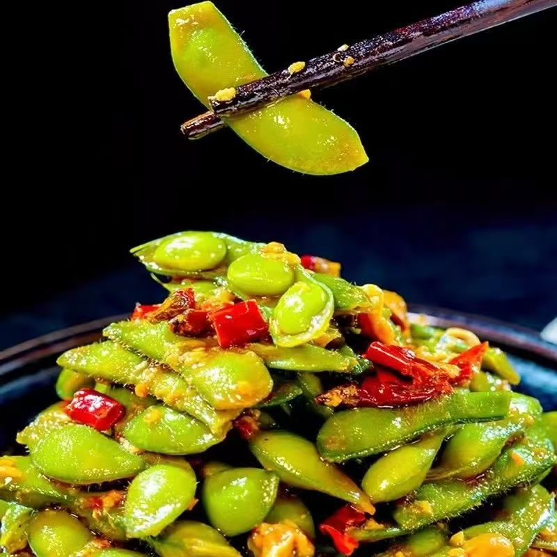 開袋即食香辣毛豆涼拌毛豆下酒菜