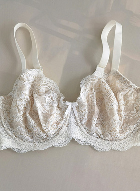 90E欧美大杯超薄白色大码大罩杯大胸性感蕾丝文胸胖MM内衣95D70G