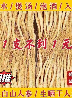长白山人参正宗白生晒人参补气血干人参整枝粉干货野山参泡酒煲汤