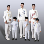 绣花立领中山装 儿童大合唱礼服成人舞台演出服中老年民乐演奏套装