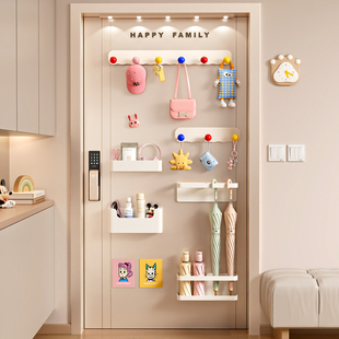 磁吸置物架入户门后玄关收纳钥匙帽子挂钩门上雨伞架磁吸置物神器