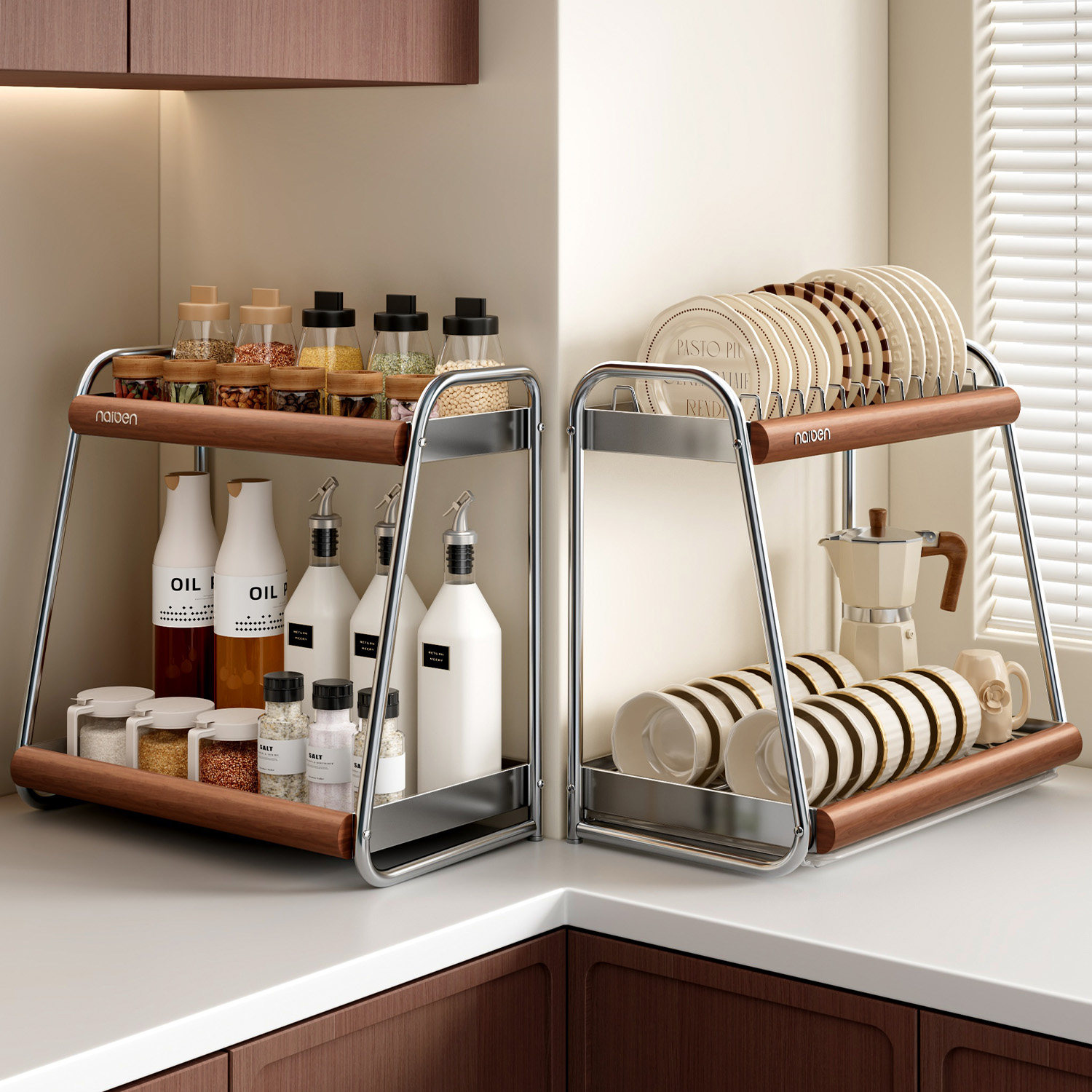 304不锈钢厨房调料品置物架油盐酱醋收纳2025新款台面双层碗架,厨房/烹饪用具,调料置物架,淘宝优惠券,粉丝福利购,淘宝优惠卷