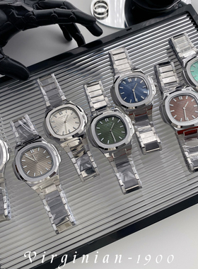【Virginian1900】超薄方形鹦鹉螺夜光钢带石英防水时尚男士手表