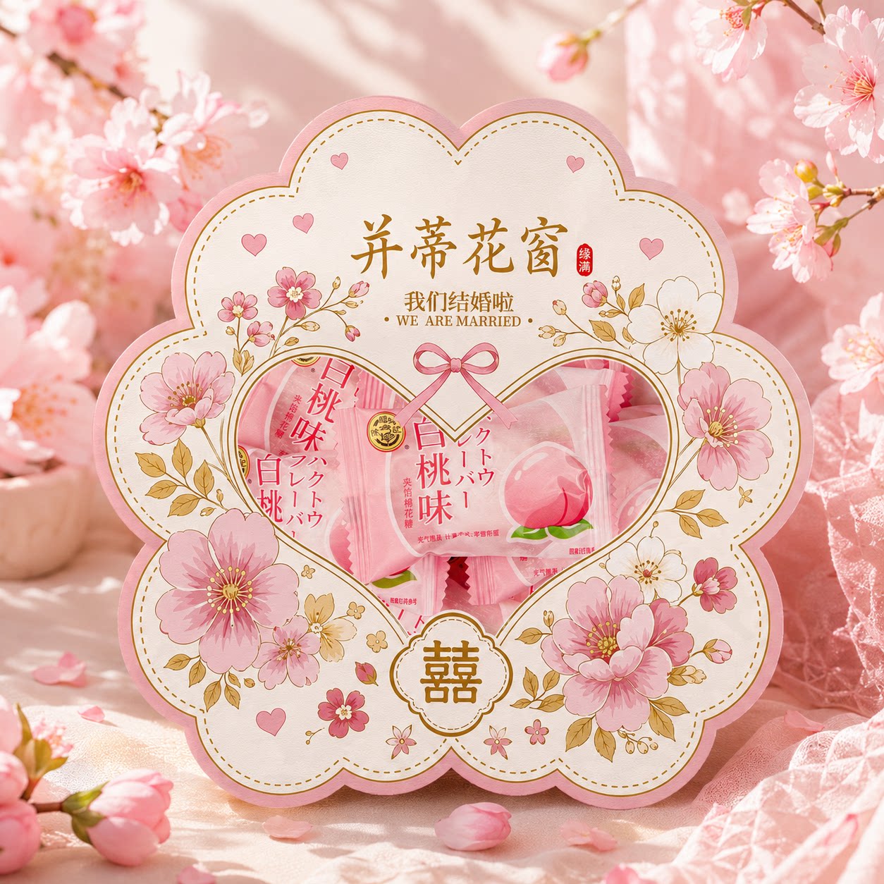 徐福记白桃棉花糖喜糖果味夹心充气棉花糖休闲零食甜品独立包装