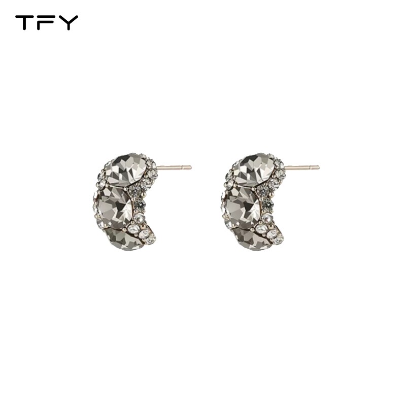 黑色锆石耳钉女2026年新款爆款复古高级感耳环小众设计感c型耳饰,饰品/流行首饰/时尚饰品新,耳钉,淘宝优惠券,粉丝福利购,淘宝优惠卷