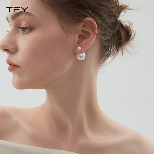 925银针法式复古双面珍珠耳饰