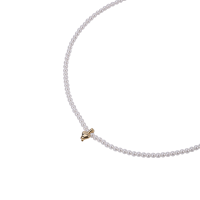 3mm施家小米珠珍珠项链女2025新款爆款爱心锁骨链颈链小珍珠项链