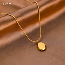 钛钢字母圆牌项链女轻奢小众高级感颈链不掉色气质百搭锁骨链配饰