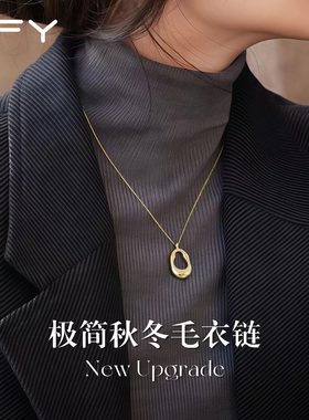 秋冬金色项链高级感轻奢小众女款2025新款毛衣配饰锁骨链毛衣链