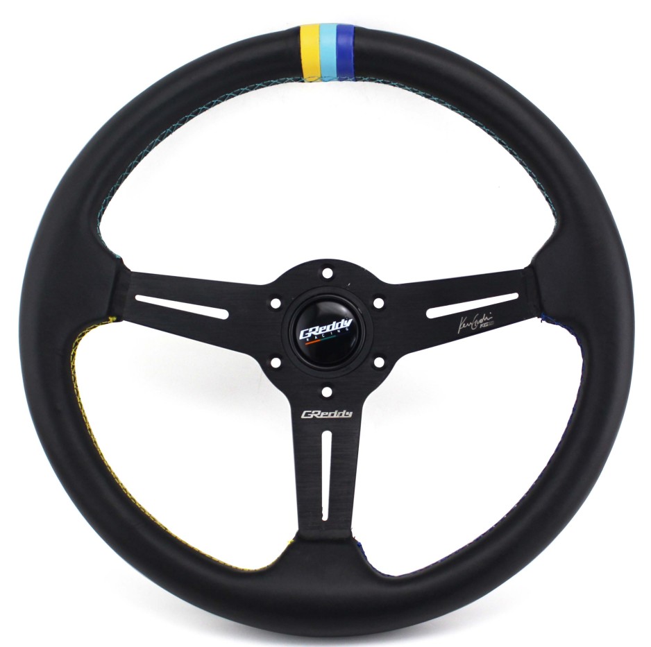 飞度赛车竞技14寸方向盘改装汽车js秃皮真皮毛翻磨砂皮方向盘