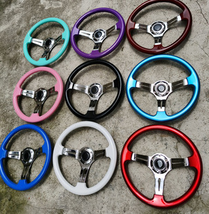 汽车改装方向盘普桑捷达14寸竞技高光通用电镀陶瓷 彷桃木方向盘