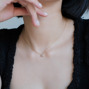 【小器饰品】18k包金 mini四爪小钻锁骨链项链精致内敛