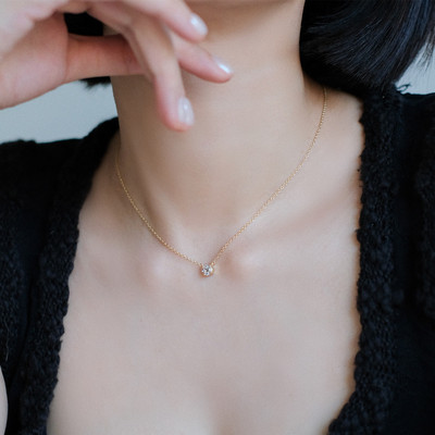 18k包金项链decentkitten小圆锆