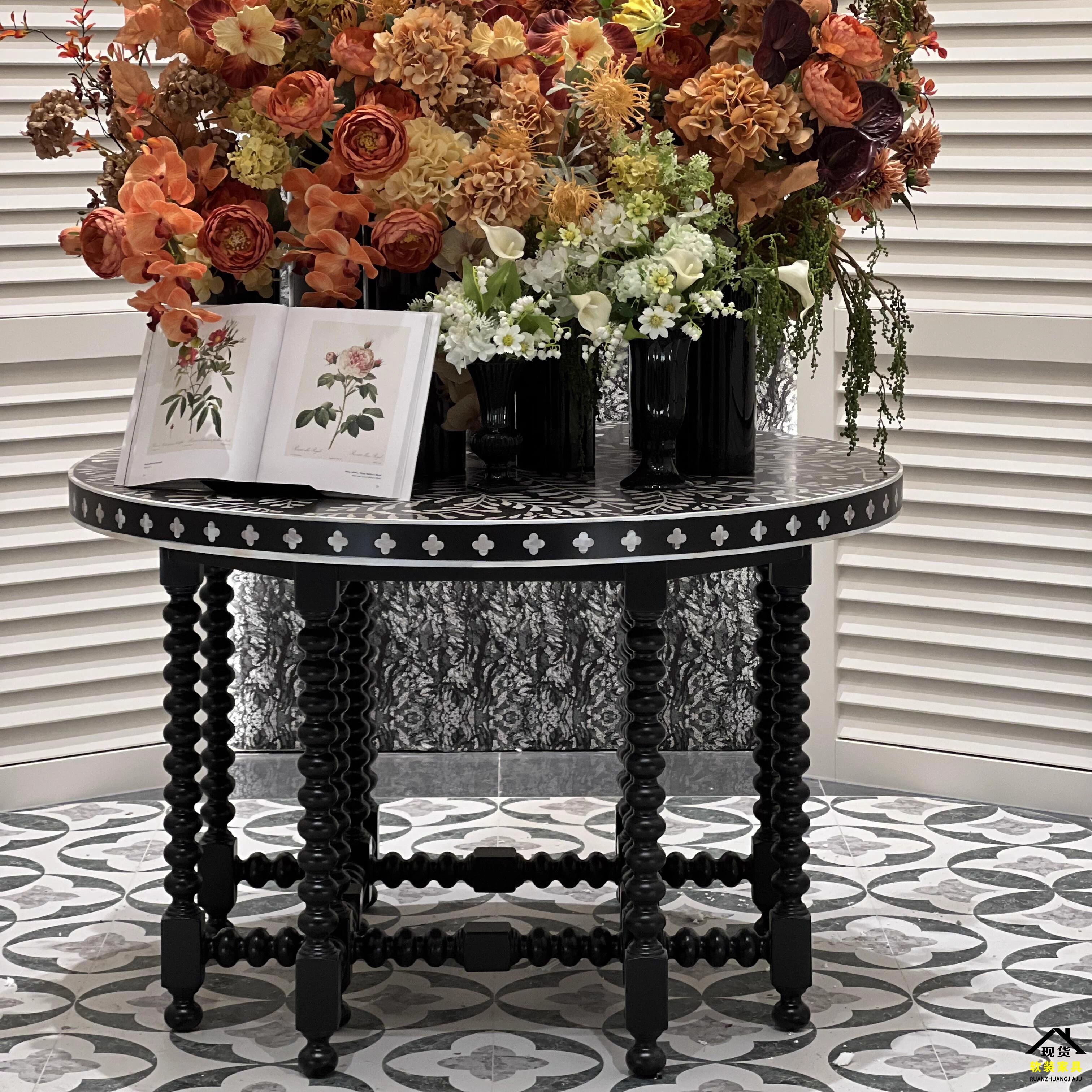 端景台酒店大堂大花台前台大圆桌入户圆桌售楼处摆台会所风水台