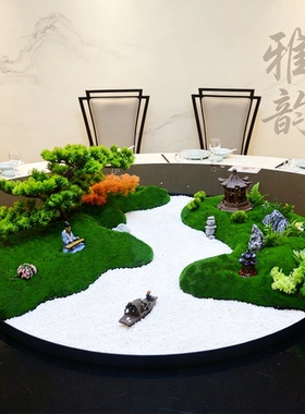 桌芯苔藓电动创意大圆桌花摆件花