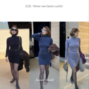 长袖 自发热高领连衣裙通勤百搭修身 裙子女冬 DINDI万能公式 SECRET