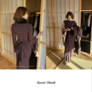 裙子女 百搭长袖 SECRET DINDI栗子一字肩多穿绑带连衣裙休闲风修身