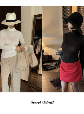SECRET DINDI朦胧美天丝羊毛通勤好版型高弹力打底衫舒适休闲长袖