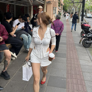 子女百搭 设计抽绳宽边运动侧开衩显瘦舒适短运动休闲裤 DINDI 夏季