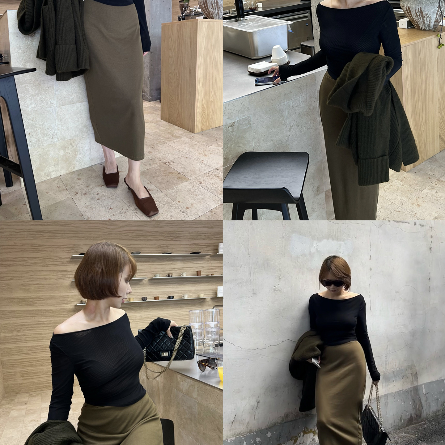 SECRET DINDI雪松调复古绿弹力半身裙修身显身材通勤百搭气质裙子