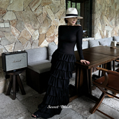 SECRET DINDI黑森林磨毛蛋糕连衣裙秋冬休闲风修身 通情百搭裙子女