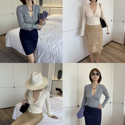 SECRET DINDI老钱新贵简约排扣针织开衫秋季新品通勤百搭修身上衣