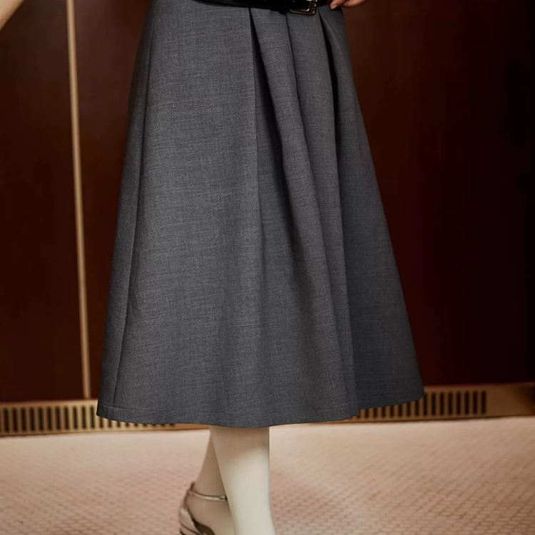 【昕怡粉丝专享】PINPINPLUS春季学院a字压褶半身裙低腰短裙裙子