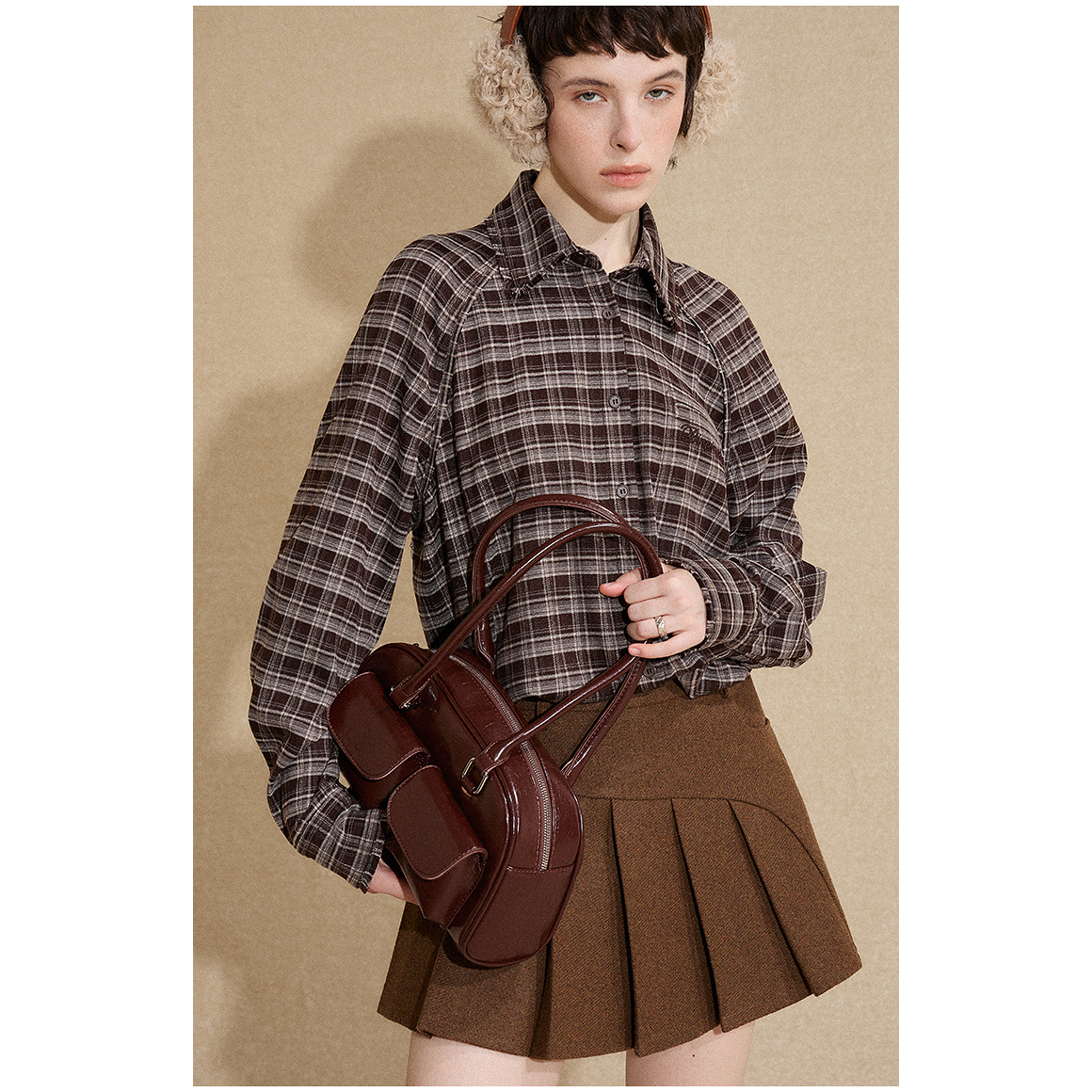 【昕怡粉丝专享】「PINPINPLUS」不规则毛边格纹衬衫 8C71301KP