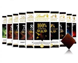 Lindt瑞士莲进口特醇排装 可可黑巧克力50%70%78%85%90%99%100%