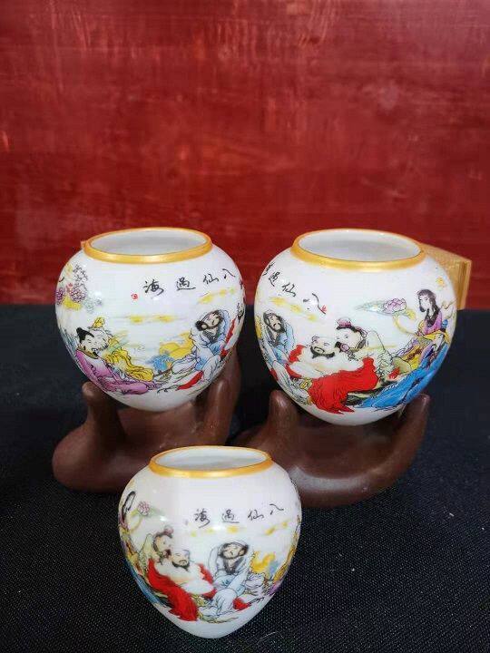 景德镇画眉鸟食罐特大号中号小号鸟笼金边口瓷杯鸟笼雕刻竹把水杯