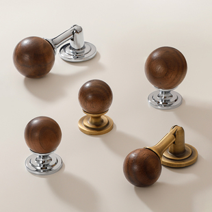 法式轻奢柜门把手衣柜门抽屉中古风胡桃木圆球新中式吊坠拉手大全