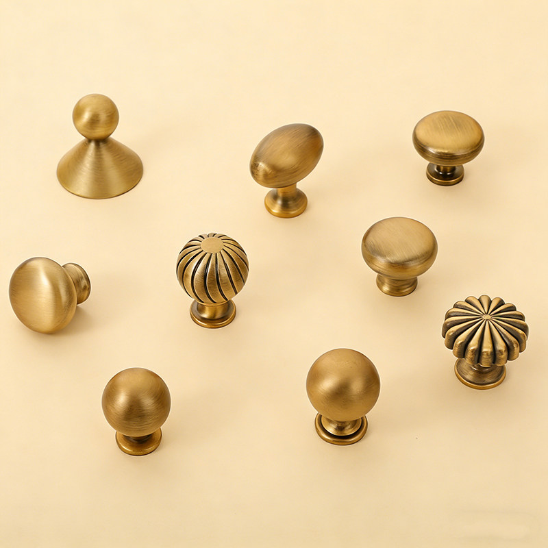 法式小把手轻奢亮古铜拉手现代简约衣柜门抽屉柜子橱柜家具单孔